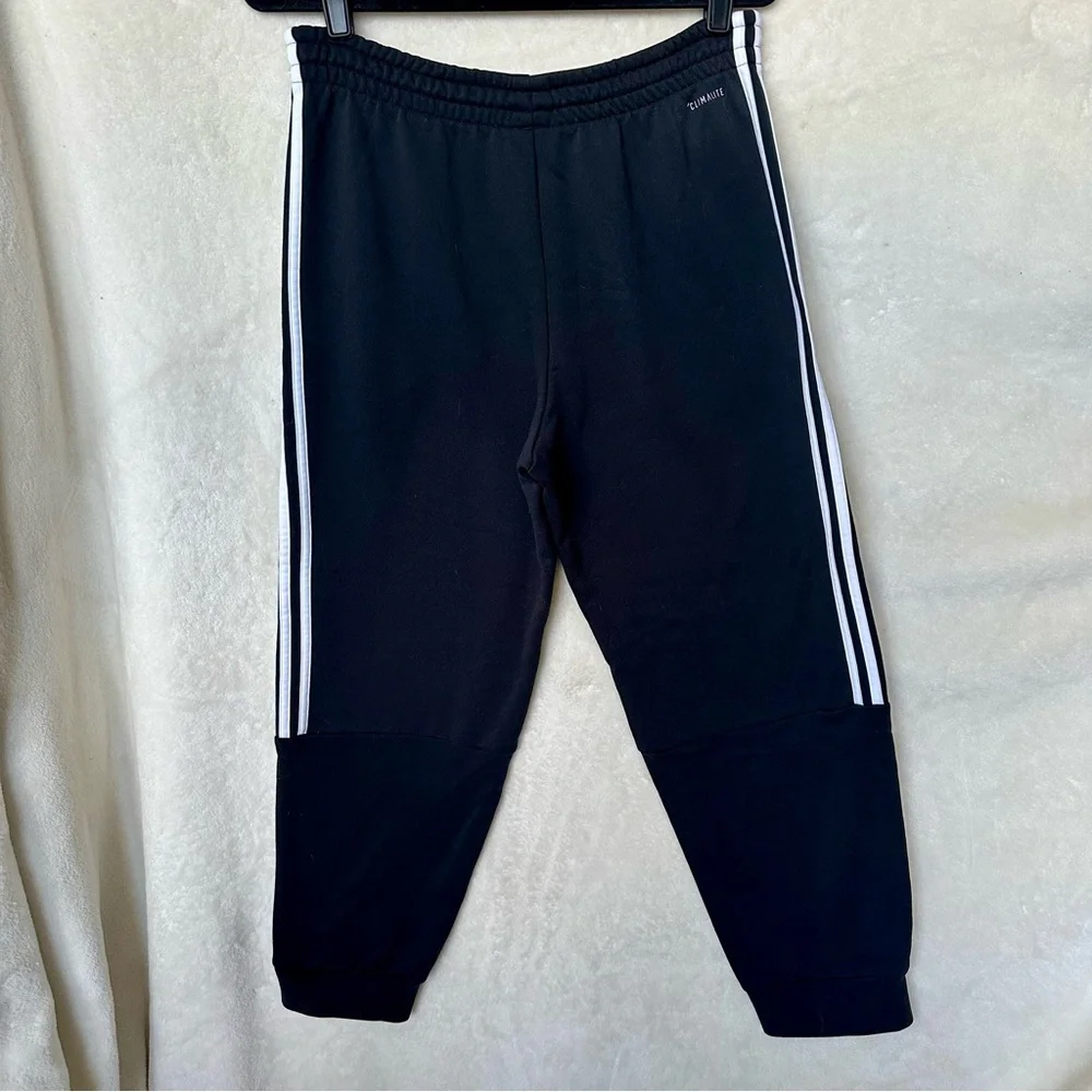 Adidas Climalite Black 3-Stripes Tapered Athletic Track Pants Joggers Mens M‎